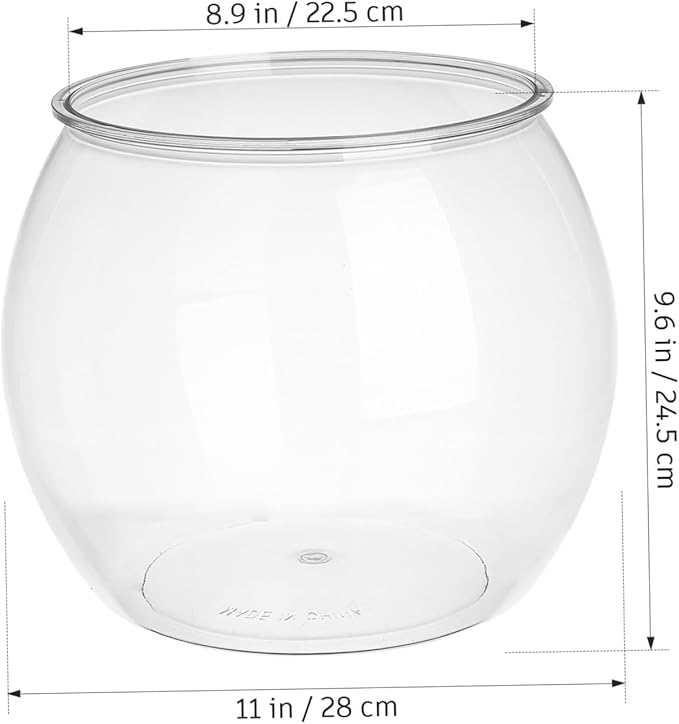 Fish Tank Plastic Fish Bowl Round Fish Bowl Transparent Small Aquarium -Falling for Betta Fish, Goldfish, Candy, Party Favors Bubble Bowl