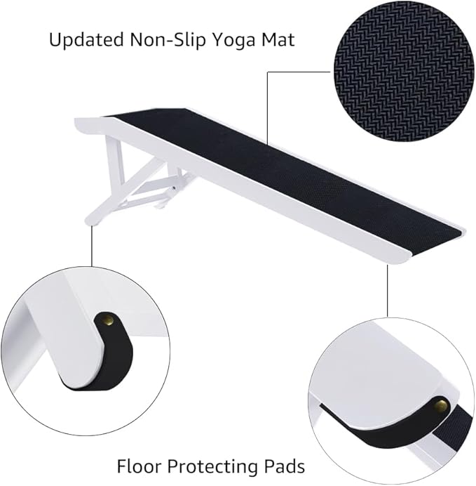 unipaws Foldable Wooden Pet Ramp with Adjustable Height, Dog Ramp to Reach High Bed and Couch, Durable Pet Ladder with Updated Non-Slip Yoga Mat for Small Dog and Cat