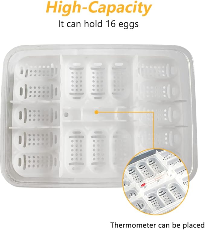 16-Grid Reptile Breeding Box - Professional Plastic Incubator for Gecko, Lizard & Mane Hatching