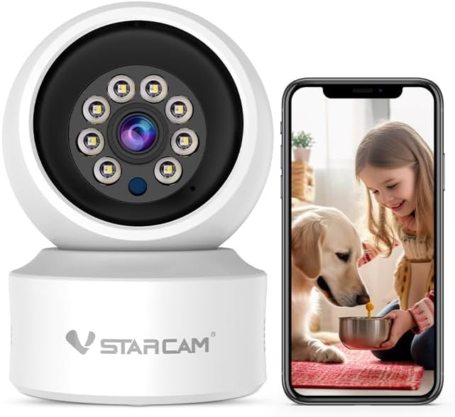 VSTARCAM Indoor Security Camera, Wireless Cameras for Home Security with Color Night Vision, 1080P HD, AI Motion Detection, 360° View Pan/Tilt, Two-Way Audio, Cloud Storage