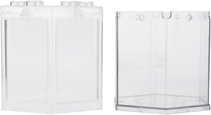 Fydun Betta Aquarium S R Kits, Small Fish Hex Shape Superimposable Portable Kits, No Clean Aquariums Mini for Office DecorationBlack Corners Clear Loving Kids Lovers Decoration (Clear)
