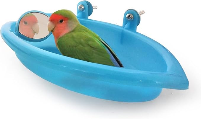 Bird Bathtub with Mirror Portable Bird Bath Bird Bathroom for Pet Parrots Bathing Tub Bath Box Bird Shower Bathtub Bird Cage Accessories (with Double Sided Mirror)