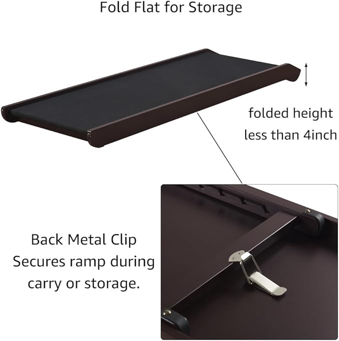 unipaws Foldable Wooden Pet Ramp with Adjustable Height, Dog Ramp to Reach High Bed and Couch, Durable Pet Ladder with Updated Non-Slip Yoga Mat for Dog and Cat