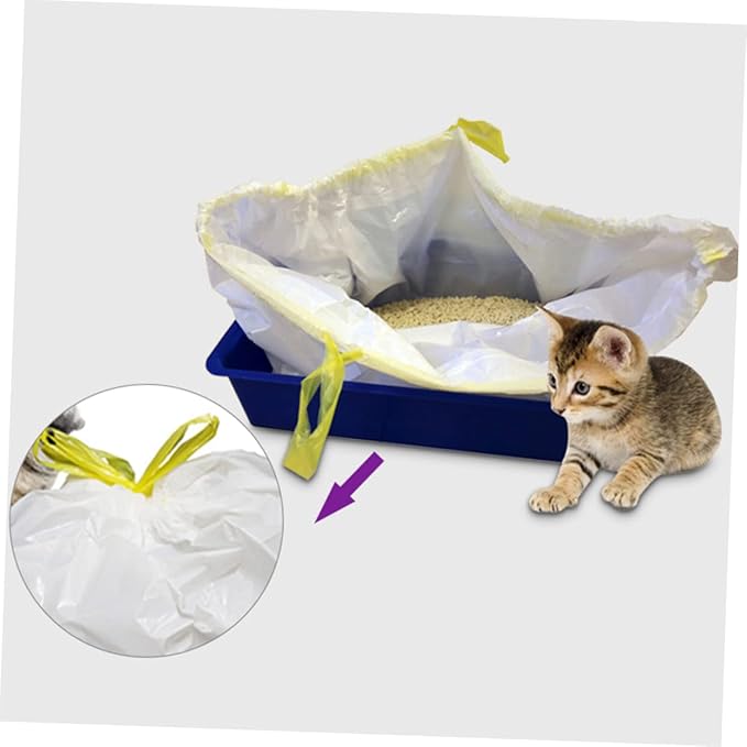 BESPORTBLE 7pcs Adjustable Cat Litter Bags Pet Supplies for Easy Cleanup Drawstring Design for Convenient Travel and Waste Disposal