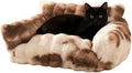 Cat Bed for Indoor Cats Dog Couch Cat Couch Bed Washable Dog Beds for Small Dogs & Cats with Removable Cover, Fluffy Pets Couch with Non-Slip Bottom 24"X18"X10"Coffee