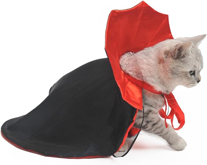 Dog Cat Vampire Cloak Costume, Pet Halloween Cape for Small Medium Dogs Cats Puppy