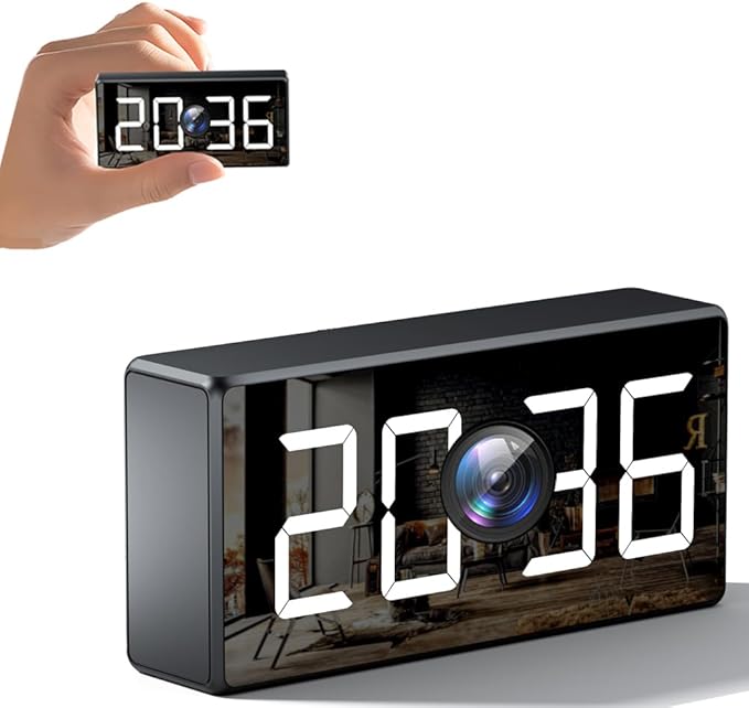 glaury 4K WiFi Security Camera with Clock, Pet Camera, Night Vision, Body Camera, AI Motion Detection