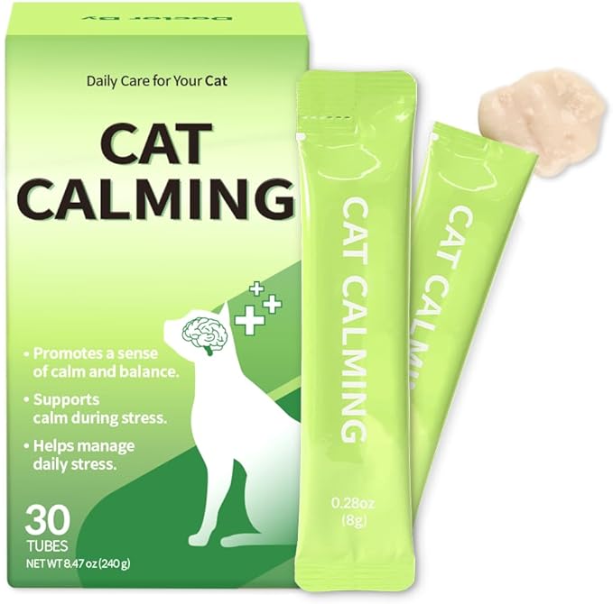 Doctor By Cat Calming Stress and Anxiety Relief Supplement Anti Stress Relaxant Sedative overgrooming with Lactium, L-Tryptophan 30 lickable Formula Individually Packaged, Chicken (1 Pack)