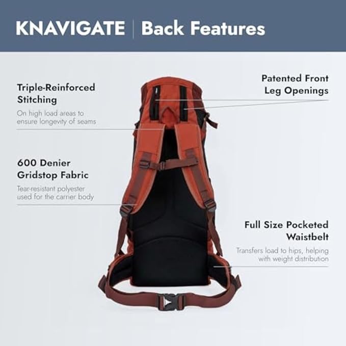 K9 Sport Sack Knavigate - Medium, Dune - Ideal for Dogs with 17-19” Back Length - Adjustable, Backpack-Style Carrier with Internal Frame & Padded Hip Belt