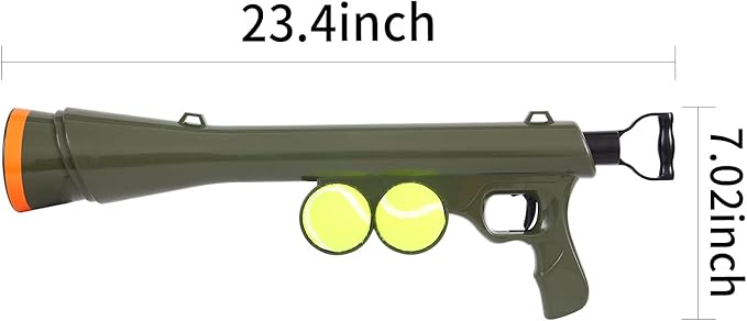 Dog Ball Launcher for Pet, Dog Ball Thrower Launcher with 2 Tennis Balls & Shoulder Strap, 23.4" Long-Range Ball Launcher Toy for All Dog Breeds, Green