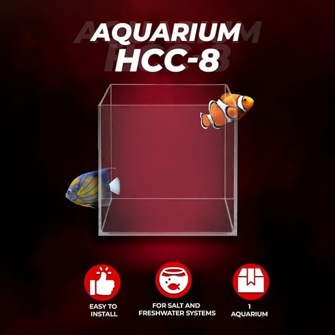 Aquatop High Clarity Low Iron Glass Cube Aquarium, 2.11-Gal – 5mm Thick Glass – Slim Design – Fresh & Saltwater – Desktop Tank with Silicone Sealing