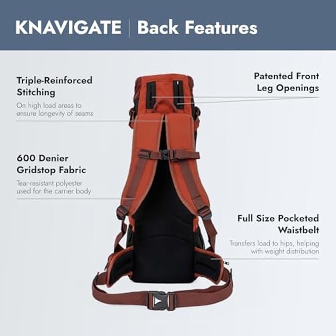 K9 Sport Sack Knavigate - Small, Dune - Ideal for Dogs with 13-16” Back Length - Adjustable, Backpack-Style Carrier with Internal Frame & Padded Hip Belt