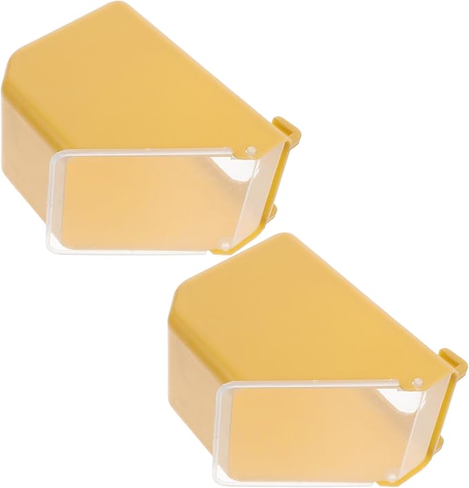 BESTonZON Cage Pigeon Feeder 2pcs Plastic Hanging Single Hole Bird Food Container with Lid for Parakeet Cage Accessories Small Bird Feeding Supplies