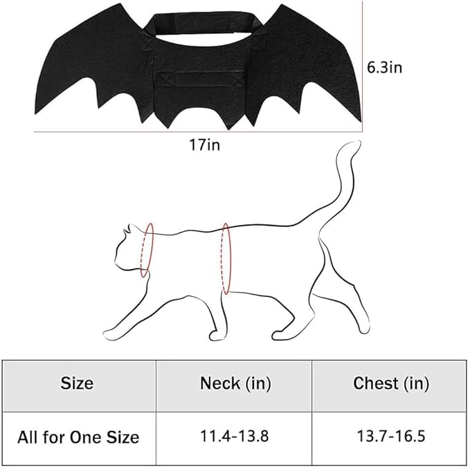 Cat Halloween Costume Bat Wings Pet Apparel Halloween Party Dress Up Accessories for Cat Small Dogs Puppy Kitty Kitten Boy or Girl (Style 1)