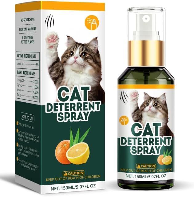 Cat Deterrent Spray, Natural Safe Cat Repellent Indoor and Outdoor, Cat Spray Deterrent for Urine Marking, Cat Scratch Deterrent Training Aid for Furniture Sofas Rugs, Anti Scratch for Cats, Kittens