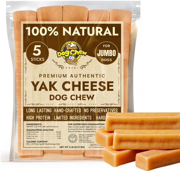 Tibetan Dog Chew Yak Cheese Sticks - Natural, Handmade Treats for Jumbo Dogs, Long-Lasting Entertainment, Perfect for Aggressive Chewers, Rawhide-Free, Grain-Free, Gluten-Free, 2 lb Bulk Jumbo