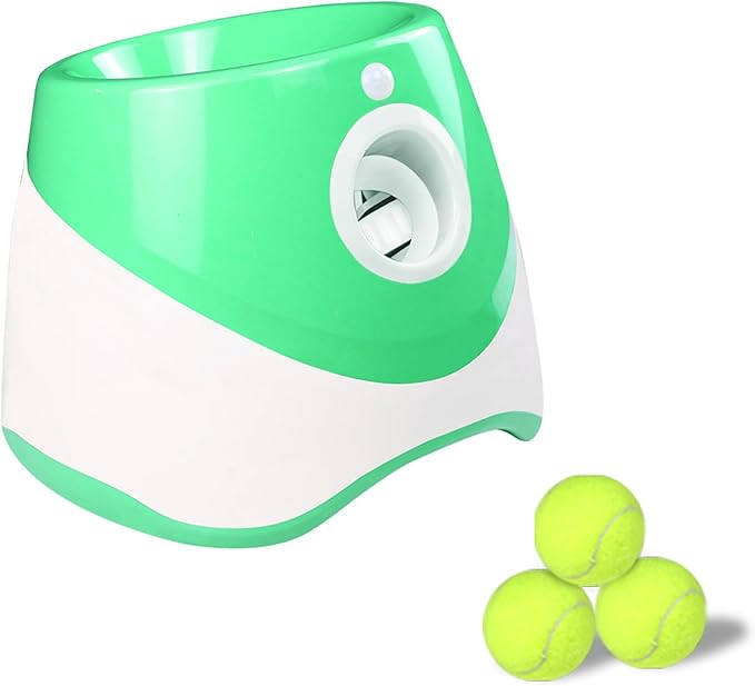 Automatic Dog Ball Launcher, Rechargeable Electric Pet Ball Thrower with One - Button Control, 3 Distance Settings & Soft Tennis Balls - Promotes Exercise Indoors & Outdoor (Fluorescent Green)