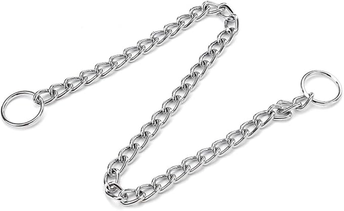 Chain Choke Collar for Dogs, Metal Slip Link Training Heavy Duty Dog Collar Martingale Puppy Collars for XXS XS Small Medium Large Big XL Breed Dogs (Silver, S(Neck Max 16inch) D2.5mm)