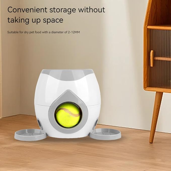 Automatic Dog Ball Launcher Dog Tennis Food Reward Machine Interactive Dogs Ball Thrower Slow Feeder for Small and Medium Dogs (Light Grey)
