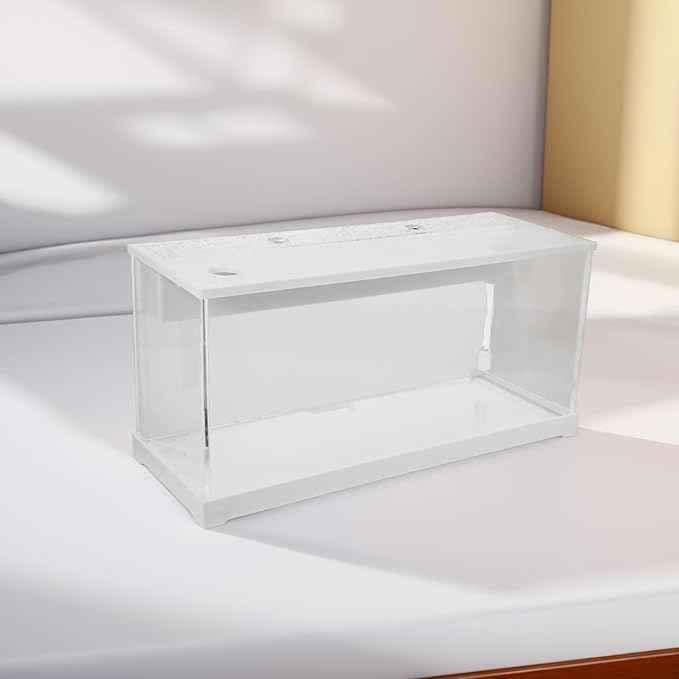 Small Acrylic Desktop Aquarium with LED Light and Quiet Filter, Mini Betta Fish Tank for Freshwater, Low Maintenance Fish Bowl for Home and Office Decor