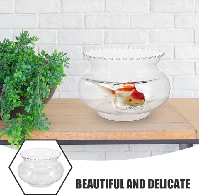 POPETPOP Multi-Function Desktop Fish Tank Clear Plastic Aquarium for Betta Fish and Goldfish with Unique Design for Home Office Plant Decoration and Viewing
