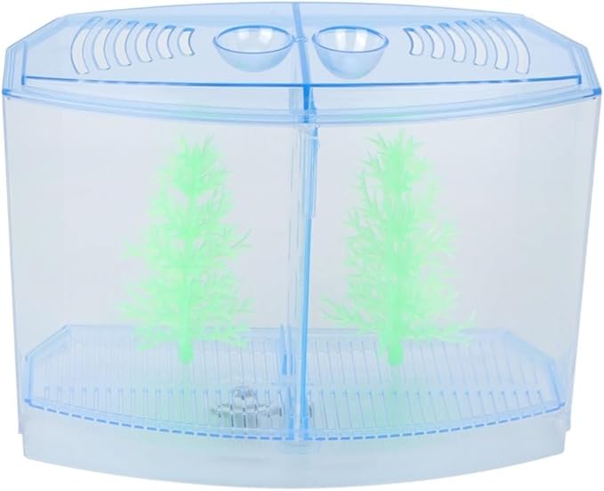 Mini Fish Breeding Box Acrylic Isolation Tank with Dirt Groove for Aquarium Fish Observation and Protection(Double)