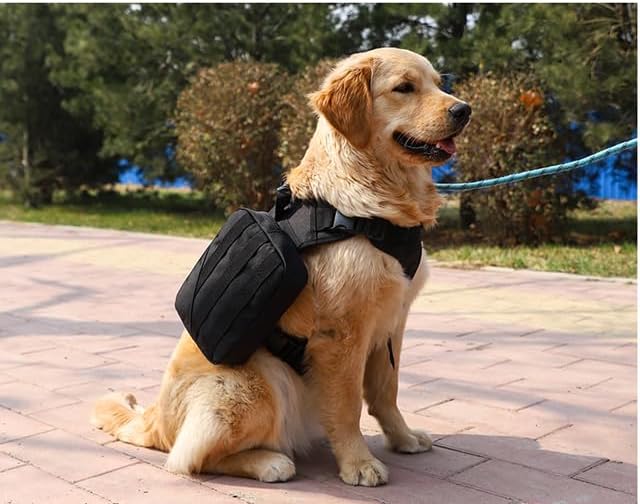 x Jumahe Dog Hiking Backpack for Large/Giant Dogs – 2 Spacious Side Bags, Breathable Waterproof Fabric, Fits Chest 30"-40" (85-120 lbs), 5 Adjustable Buckles, Outdoor Travel Vest, Black