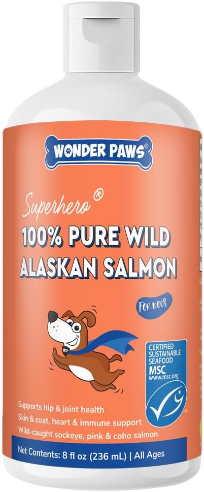 Premium Wild Alaskan Salmon Oil for Dogs – MSC Certified Wild Alaskan Fish Oil for Skin & Coat, Hip & Joints, Allergies & Itchy Skin- Omega 3 Fish Oil for Dogs with Sockeye Salmon Oil (8oz)