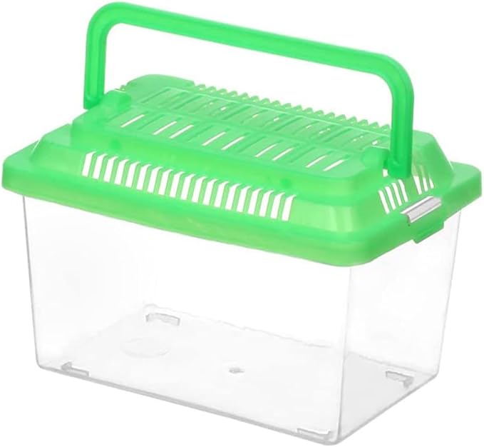 Turtle Habitat and Fish Breeding Tank, Sturdy Pp Plastic Transport Box 15x9x11cm, Portable Aquarium for Small Reptiles and Goldfish Housing