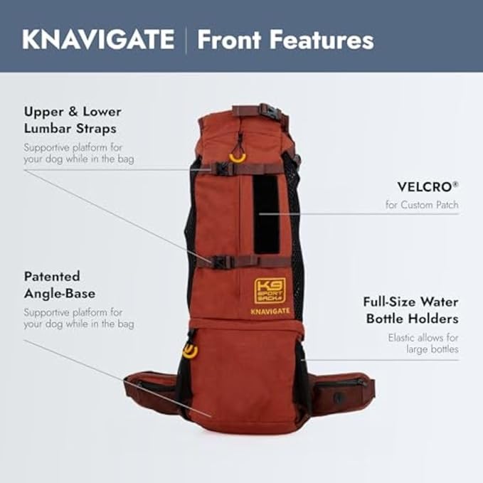 K9 Sport Sack Knavigate - Small, Dune - Ideal for Dogs with 13-16” Back Length - Adjustable, Backpack-Style Carrier with Internal Frame & Padded Hip Belt
