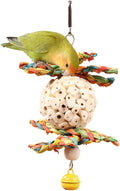 Bird Toys Hanging Natural Soft Sola Ball Natural Corn Husk Beak Chew Shred Colorful Forage Toys for Parrots, Cockatiel, Conure, Love Birds,Parakeets,Budgie and Other Small Birds (S)