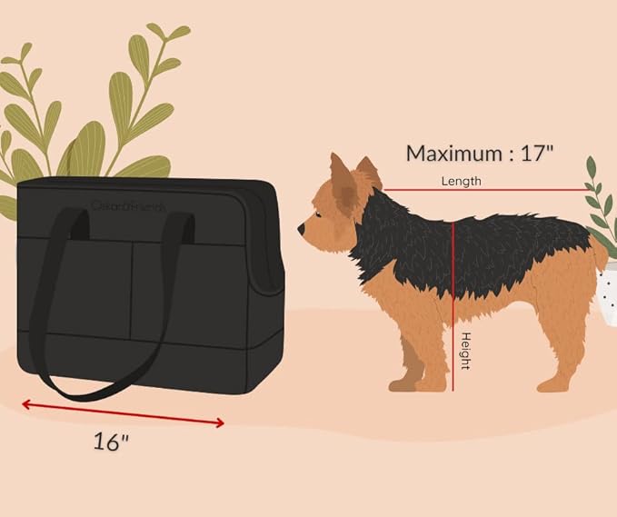 OSKAR&FRIENDS Pet Carrier Tote for Small Dogs & Cats – Vegan Leather Dog Purse with Breathable Mesh, Sherpa Bed & Safety Tether – Fits Pets Up to 20 lbs