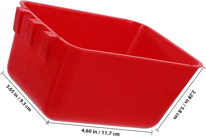 SUPVOX 8pcs Red Bird Cage Cups Feeding Bowls Indoor Bird Feeder Watering Supplies 12.5x9.5x6cm for Parrot Cockatiel Small