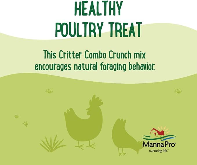 Manna Pro Farmhouse Favorites Critter Combo Crunch Poultry Treat, Protein Poultry Treat, Encourages Natural Foraging Behavior, 100% Natural Blend of Black Soldier Fly Larvae, Mealworms & Shrimp, 2lb
