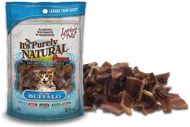 Loving Pets Purrfectly Natural Freeze Dried Buffalo Meat Strips For Cats, 2-Ounce