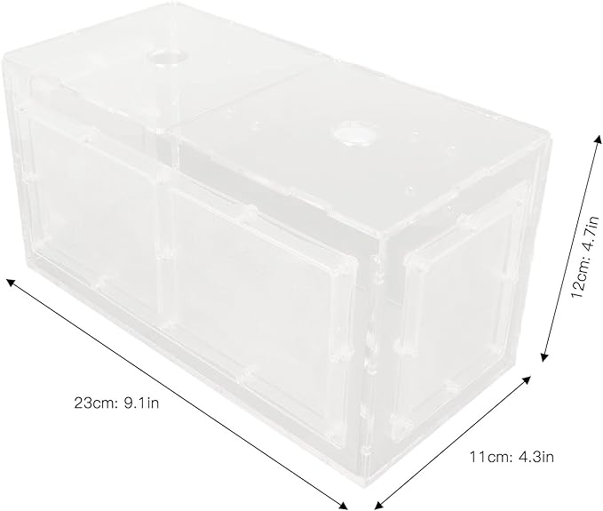 Fish Breeding Isolation Box | Transparent Mesh Side Aquarium Incubator | Guard Small Fish/Eggs | Acrylic Lid & Adjustable Hook | for Fish Tank Hatching (23 * 11 * 12CM)