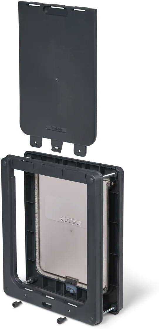 Dog Mate Lockable Medium Dog Door (215G) - Flap for Medium Dogs and Large Cats, for UPVC, Wall and Wood, Securely Designed for Your Pets, Grey