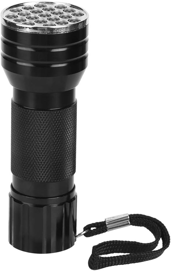 Flashlight, Light Mini Torch Light Urine Light Detector 21 LED Flashlight Ultra Violet Pet Urine Detector Light for Dog Cat (with Tail Strap)