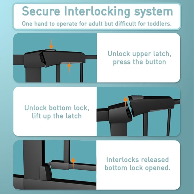 Fairy Baby 38" Extra Tall Pet Gate for Stairs, Fits Openings of 35.04" to 37.80" Wide, Extra Wide Baby Gate Indoor, Pressure Mounted Walk Thru Swing Auto Close Metal Puppy Barrier for Doorway, Black
