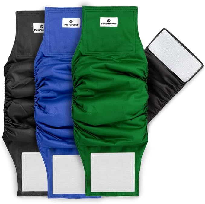 Pet Parents Washable Belly Bands for Dogs (3pack) + Extendrs Durable Dog Diapers & Wraps (X-Small, Gentlemen)