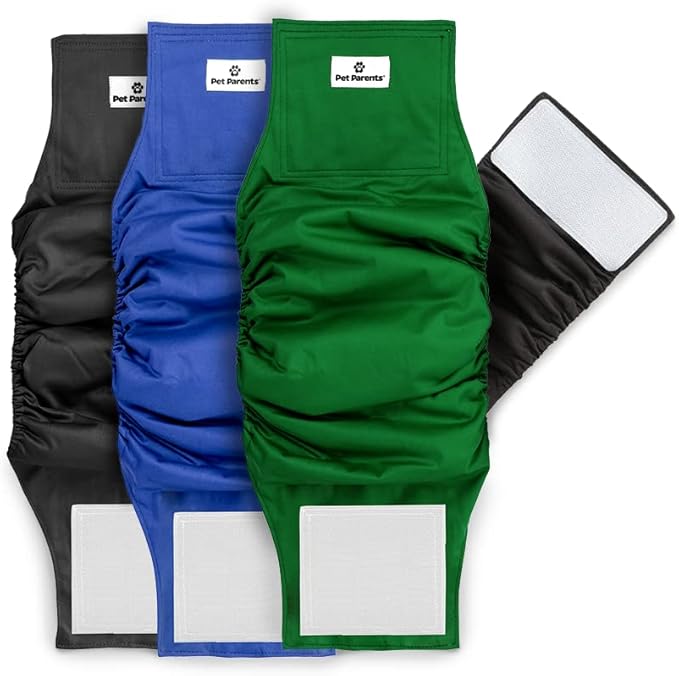 Pet Parents® Washable Belly Bands for Male Dogs (3pack) + Extendrs® of Durable Dog Diapers Male, Premium Male Dog Diapers & Dog Wraps (Small, Gentlemen)
