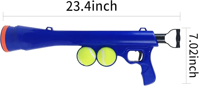 Dog Ball Launcher for Pet, Dog Ball Thrower Launcher with 2 Tennis Balls & Shoulder Strap, 23.4" Long-Range Ball Launcher Toy for All Dog Breeds, Blue