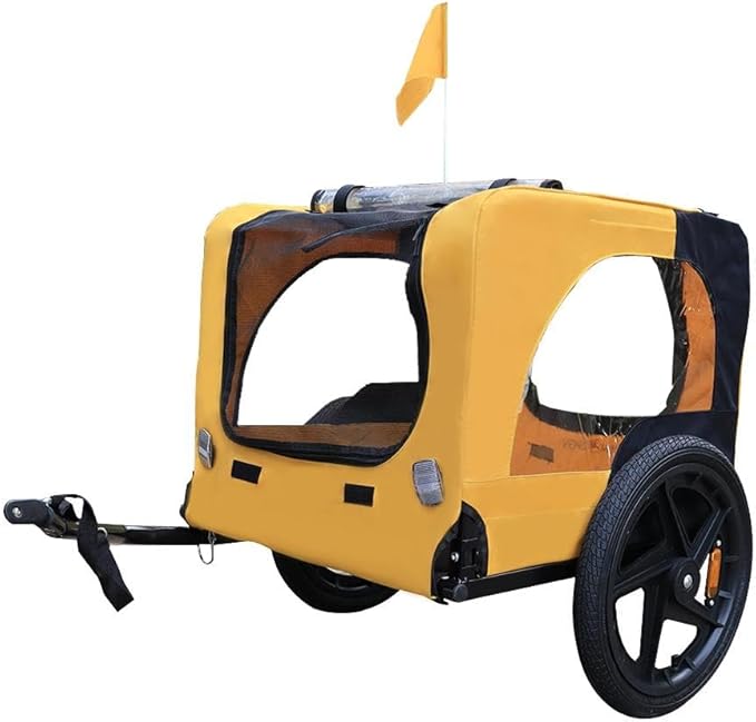 2-in-1 Dog Bike Trailer & Pet Carrier with Quick-Release Wheels, Foldable Steel Frame & Non-Slip Floor, 88 lbs Capacity for Medium/Small Dogs, Compatible with 20"-29" Bicycles