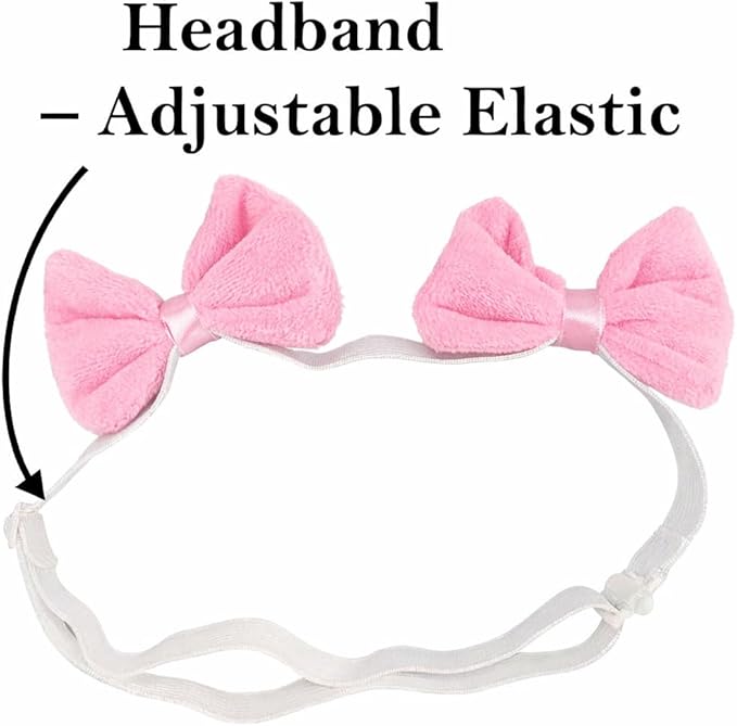 Dog Double Bow Headband Set of 3, Adjustable Elastic Dog Headbands for Small & Medium Dogs, Puppy Head Bows, Dog Hair Accessories for Grooming, Photos & Holiday Occasions