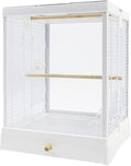 Parrot Cage Aviary, Acrylic Clear Birdcages Stainless Steel Flight Cage Portable Bird Cage Durable Large Bird House Carrier Bird Parrot Aviary(White)