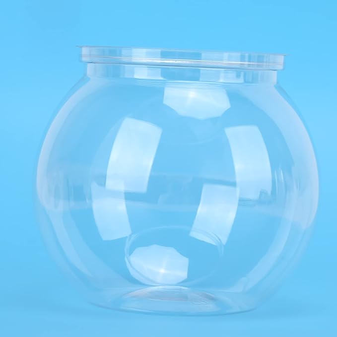Small Fish Tank,Plastic Bubble Bowl Transparent Plastic Impact Resistant Plastic Gallon Fish Bowl Decor for Desk Bookshelf(S)