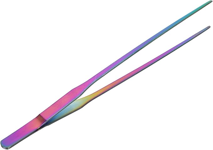 AYNEFY Aquarium Long Planted Feeding Tongs, Stainless Steel Colorful Straight Tweezer Aquarium Plant Maintenance Tools for AquaticPlants 10.6 Inches (27cm Straight Clip)