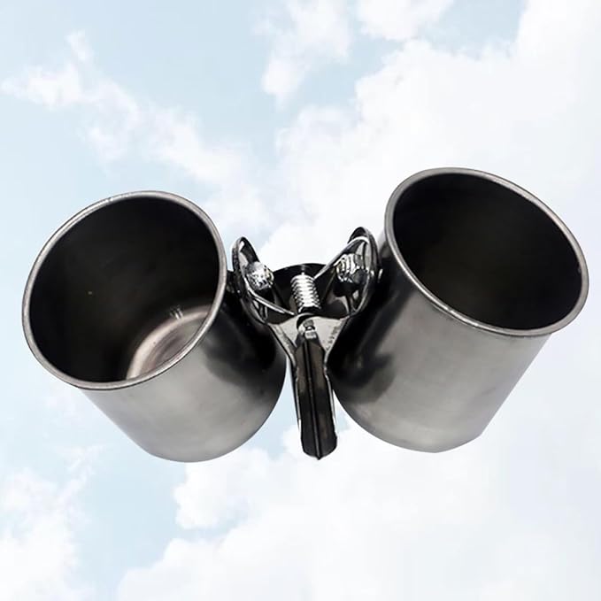 Stainless Steel Parrot Feeder and Birds Water Cup Set with Clip – Large Dual Bowl Bird Feeding Watering Supplies for Cage Use