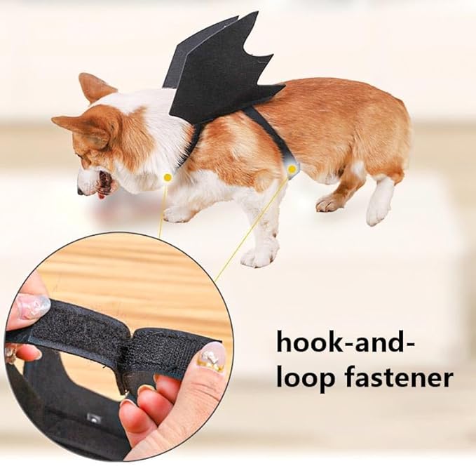 Pet Cat Bat Wings for Halloween,Soft Felt Costume for Cats & Dogs, Adjustable Straps, Cute Vampire Cosplay, Fun Halloween Photo Props Party Decoration Accessories (Black 16.54 x 6.3 inch)