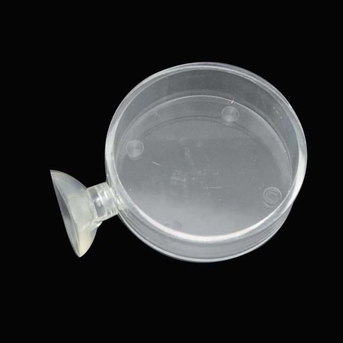 Transparent Feeding Bowl Acrylic Round Hollow Bowl 6.5cm with Suction Cup Feed Tray Tray for Aquarium Fish and Shrimp Adjustment